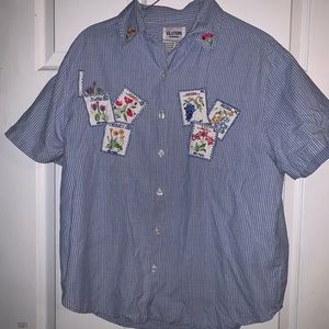Vintage flower seed packet button up